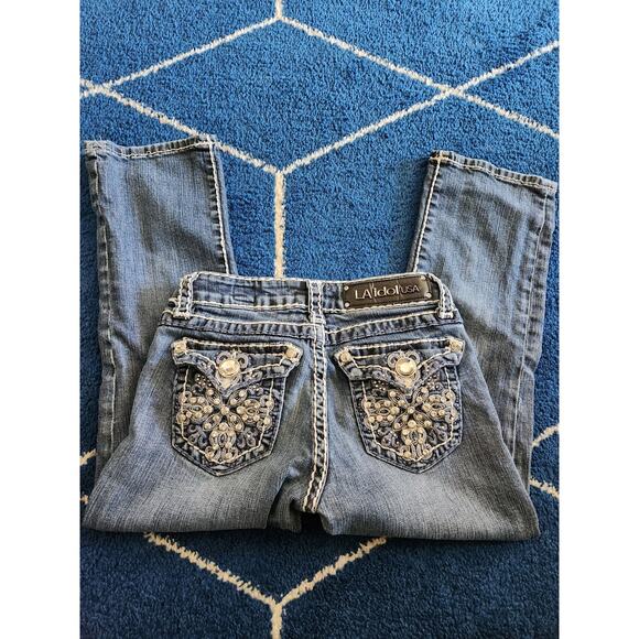 L.A Idol Women's Rhinestone  Medium Wash Jeans-Sz1 - Picture 1 of 9